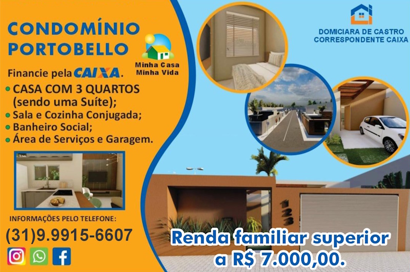 Condomínio Portobello oferece casas com financiamento facilitado pela Caixa em Sete Lagoas