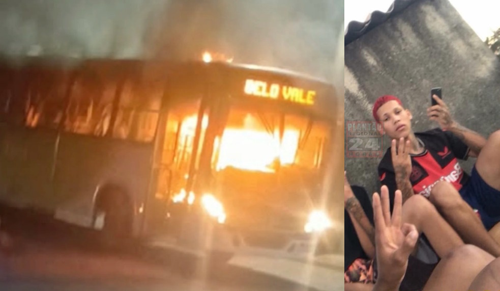 [VÍDEO]: Ônibus é incendiado por criminosos em Sete Lagoas; um suspeito é preso