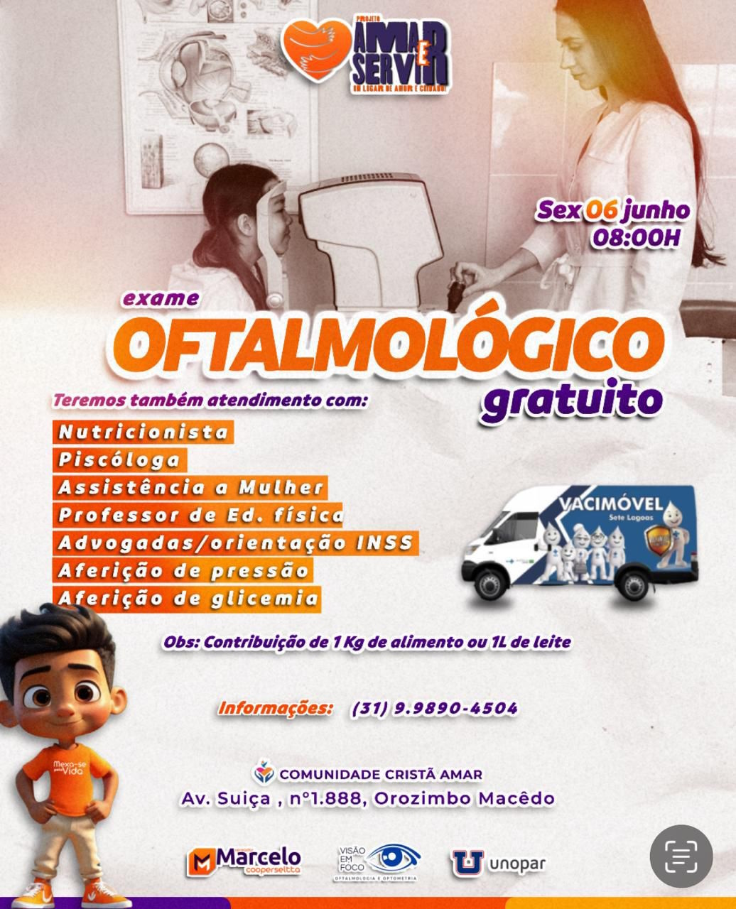 Projeto Amar leva diversos serviços gratuitos ao Orozimbo Macedo no dia 6 de junho
