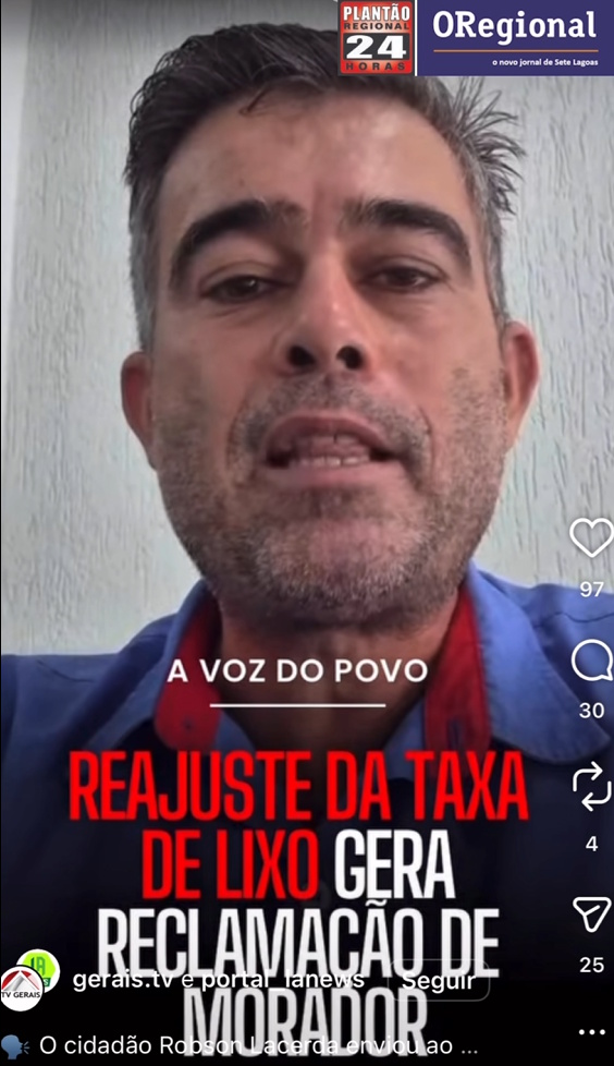 [VÍDEO] Cidadão viraliza ao divulgar nota de repúdio contra aumento da taxa de lixo em Sete Lagoas